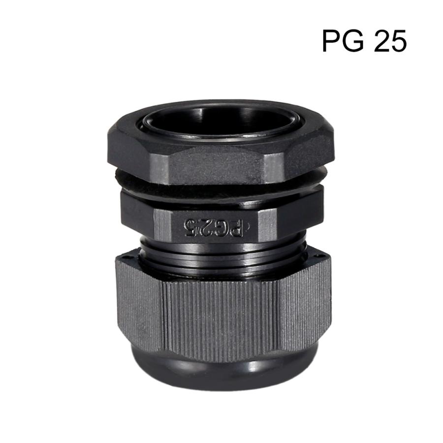 uxcell PG25 ケーブルグランド ケーブルコネクタ 防水プラスチックジョイント 調整可能なロックナット 16mm-21mm直径ワイヤー ...