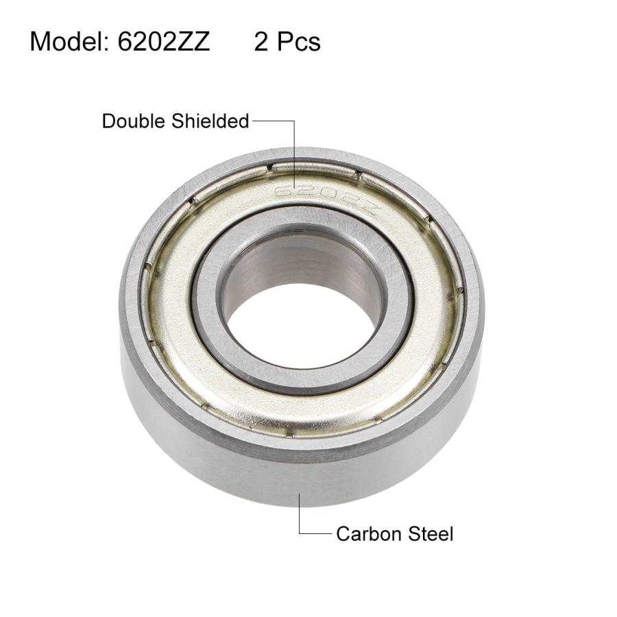 uxcell 深溝玉軸受 ミニチュアシールドベアリング 炭素鋼 スタンピングスチール 6202ZZ Z2 15mmx35mmx11mm 2個入り｜soten｜03