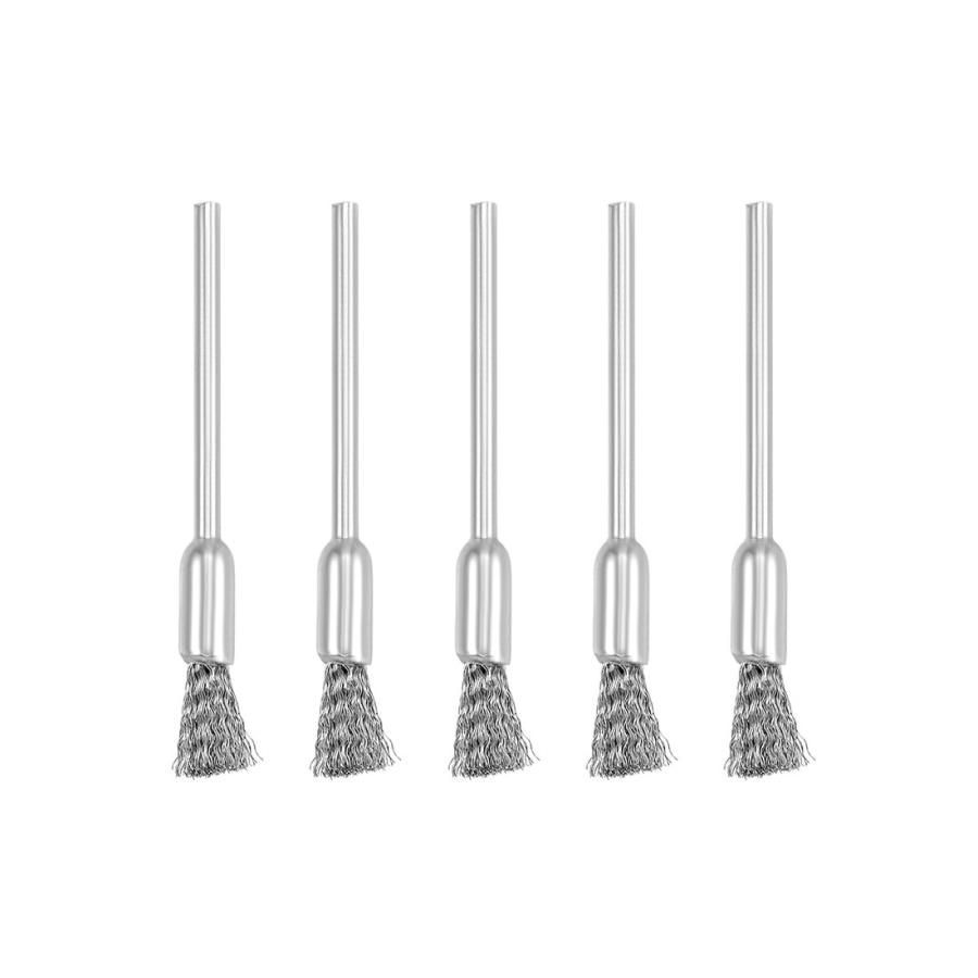 uxcell ミニワイヤーカップブラシ 5x11mm 2.35mmシャンク付き 圧着鋼 5