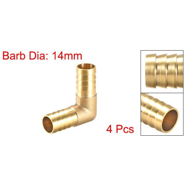 uxcell バーブ真鍮ホース継手 14mm 90度 エルボパイプコネクタ