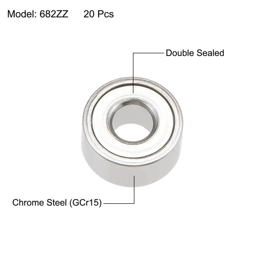 Amazon | 682XZZ 内径 2.5mm 外径 6mm 厚み 2.6mm ミニチュア