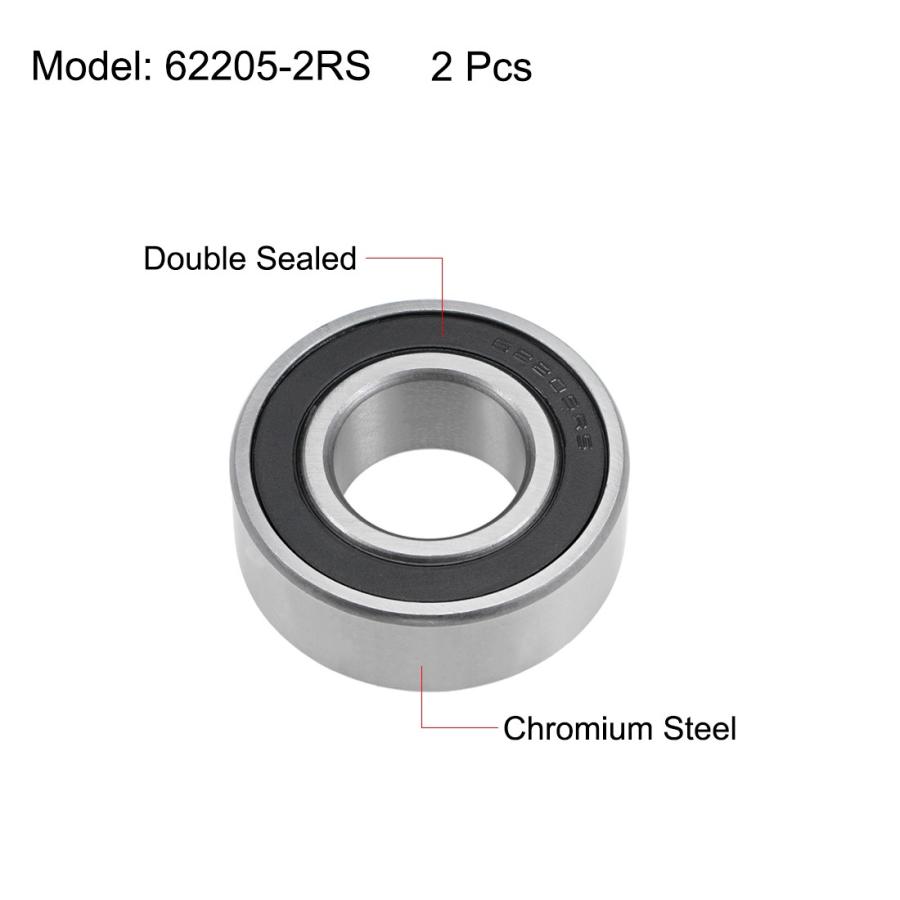 uxcell ベアリング 62205-2RS 深溝玉軸受 25 x 52 18 mm ボール