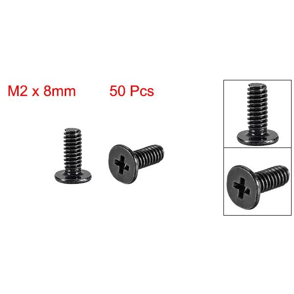 uxcell ラップトップノートブックコンピューターのネジ M2x8mm プラスネジ ねじ頭ファスナー3.8mm径 IBM  ブラック 50個｜soten｜02