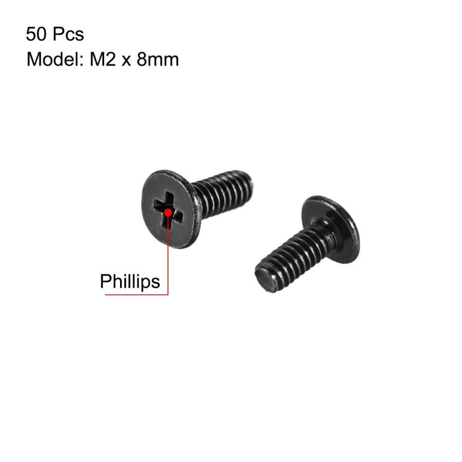 uxcell ラップトップノートブックコンピューターのネジ M2x8mm プラスネジ ねじ頭ファスナー3.8mm径 IBM  ブラック 50個｜soten｜03