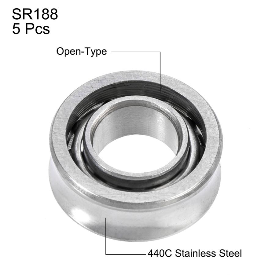 uxcell SR188 Open ステンレス鋼ボールベアリング 玉軸受 6.35x12.7x4