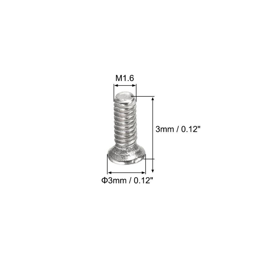 uxcell プラス皿ネジ プラスねじファスナー シルバートーン ラップトップ PC TV ファン オーディオ スイッチ M1.6x 3mm 150個｜soten｜04