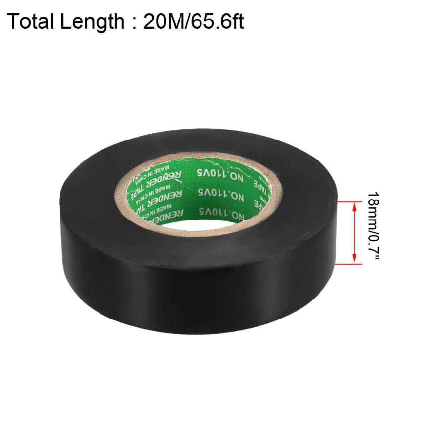 uxcell 電気絶縁テープ 絶縁耐熱テープ 18mm幅 20M長 0.1mm厚 PVC 最大600V -10-80℃用 ブラック 2個｜soten｜03