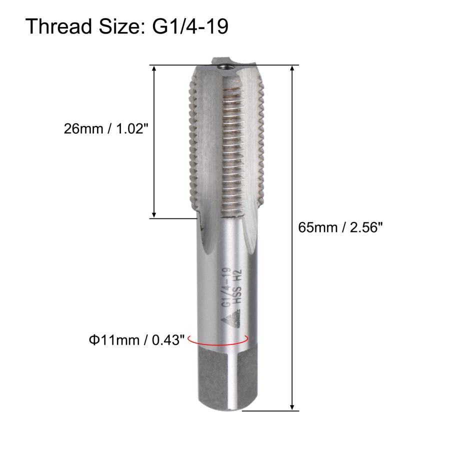 uxcell G1/4-19 管ネジタップ ミシンねじ切りタップ右勝手 HSS