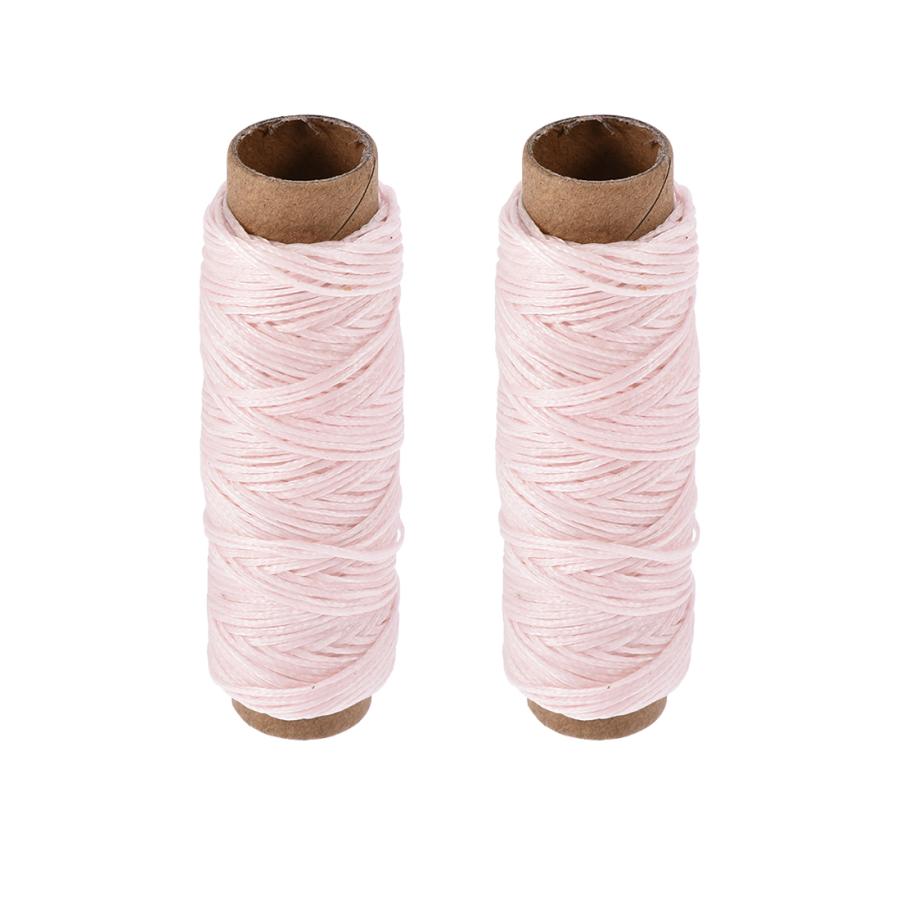 uxcell 革用手縫い糸 革用糸 レザークラフト糸 フラットスレッド 30M 150D 1mm 手縫いDIY用 ペールピンク 2個入り