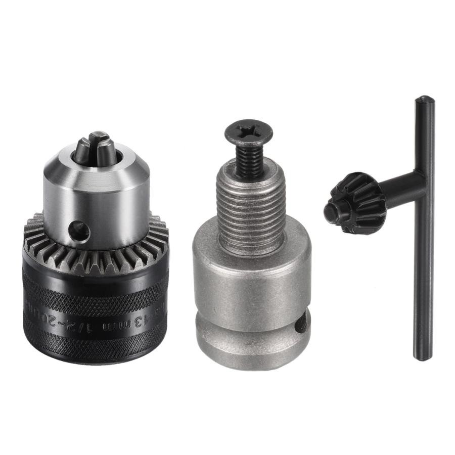 uxcell ドリルチャック 容量1.5-13mm ネジ1/2-20UNF チャックキー