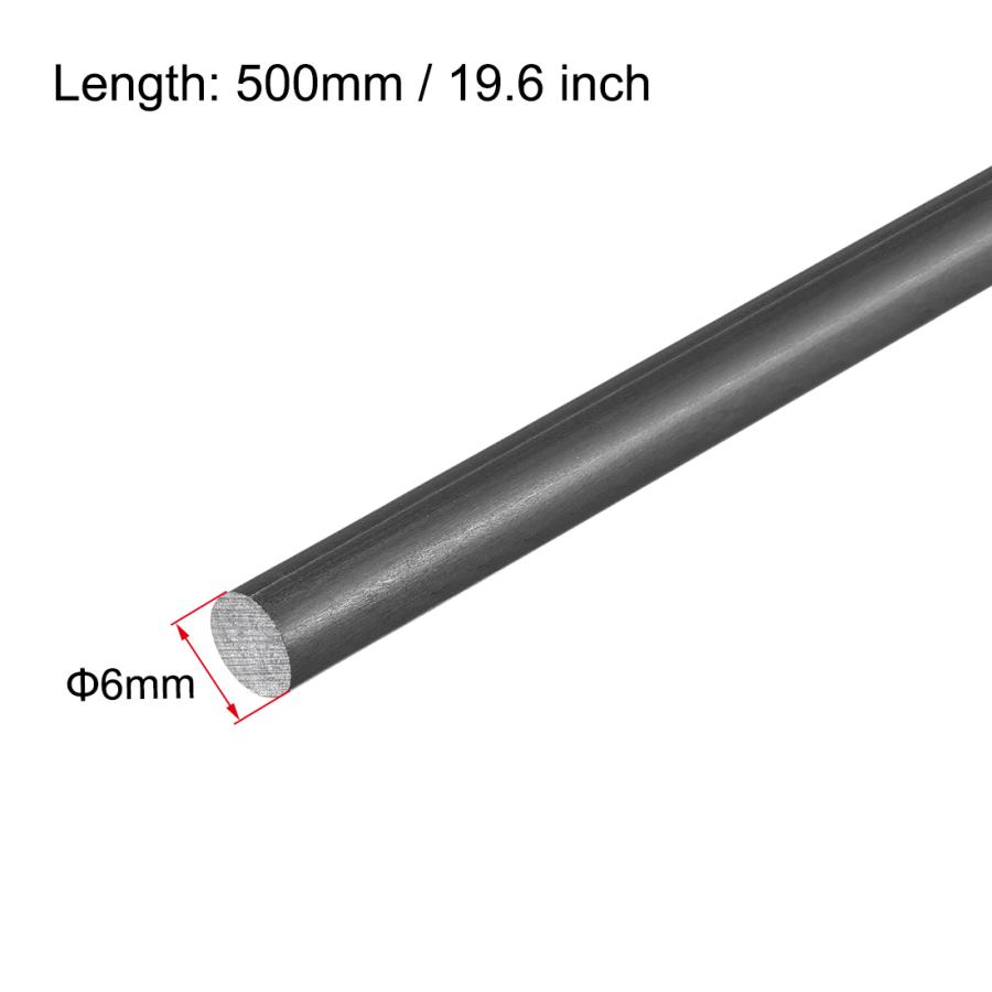 uxcell カーボンファイバーロッド 6mm 500mm長さ カーボンファイバーラウンドロッド RC飛行機マットポール用｜soten｜03