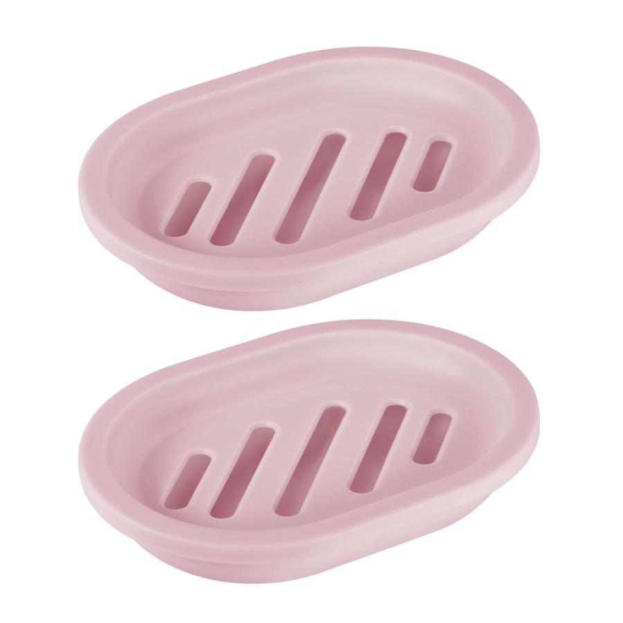 uxcell ソープディッシュホルダー プラスチックソープラックセーバー シャワー、バスルーム、キッチン用 ピンク 2個