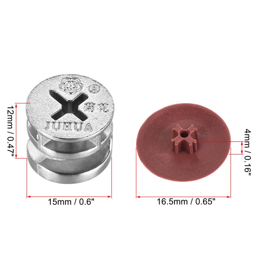 uxcell 家具カムロックナッツカバー 亜鉛合金 ブラウン 家具カムロックナットファスナーコネクタ 15x12mm 10個入り a20111100ux0304ソウテン 通販