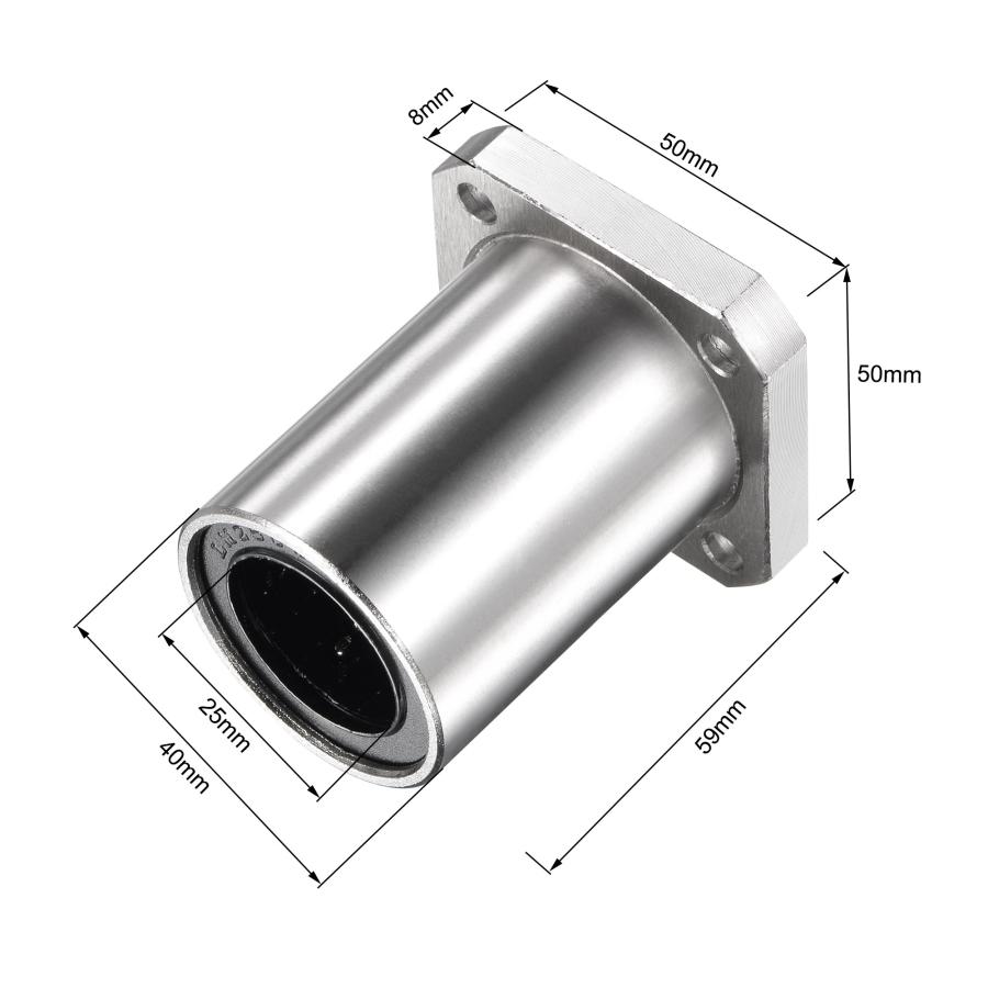 uxcell LMK25UU リニアベアリング リニア軸受け クロム鋼 スクエアフランジ 25mmボア 40mmOD 59mm長さ 2個入り｜soten｜03