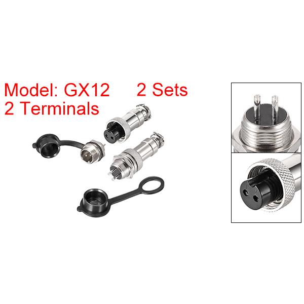 uxcell 航空コネクタセット 12mm 2 端子 5A 300V GX12 防水 オスメス