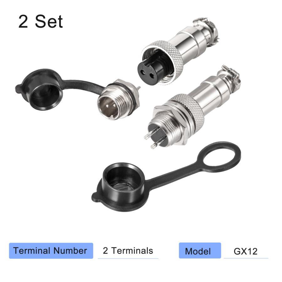 uxcell 航空コネクタセット 12mm 2 端子 5A 300V GX12 防水 オスメス