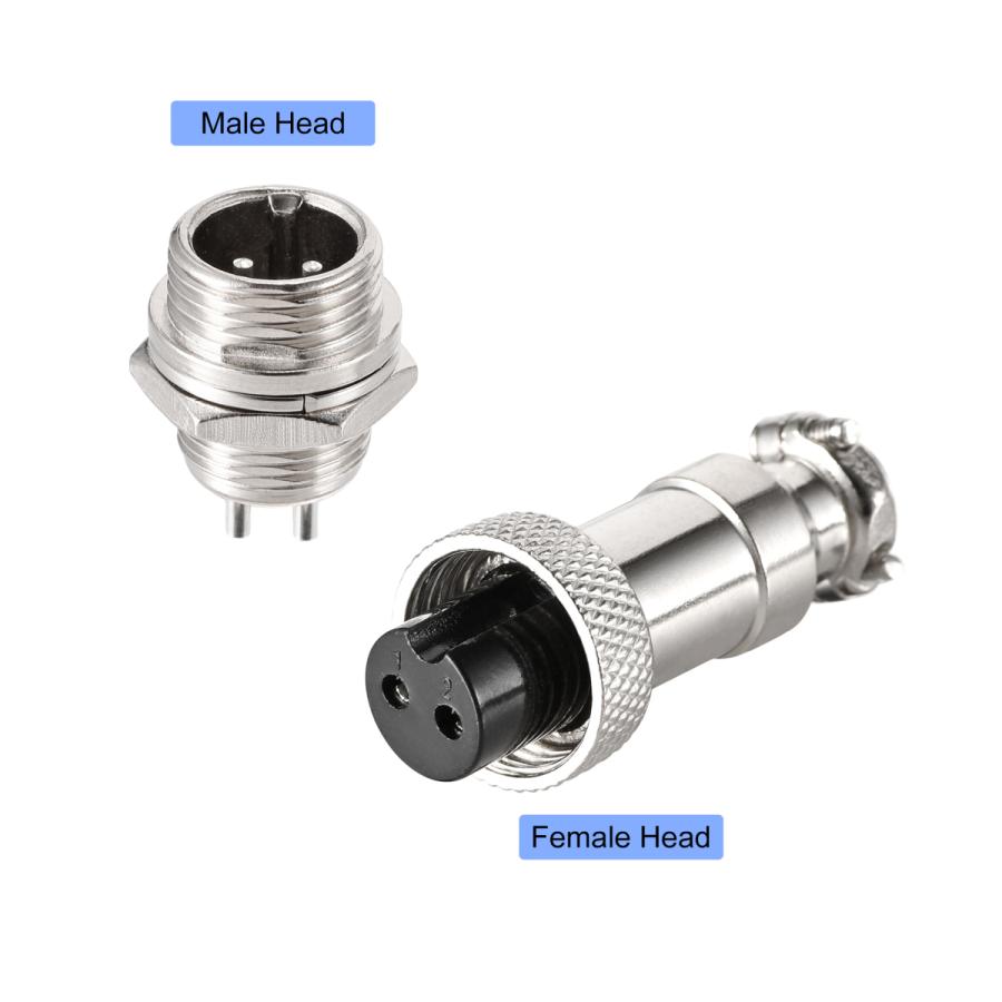 uxcell 航空コネクタセット 12mm 2 端子 5A 300V GX12 防水 オスメス