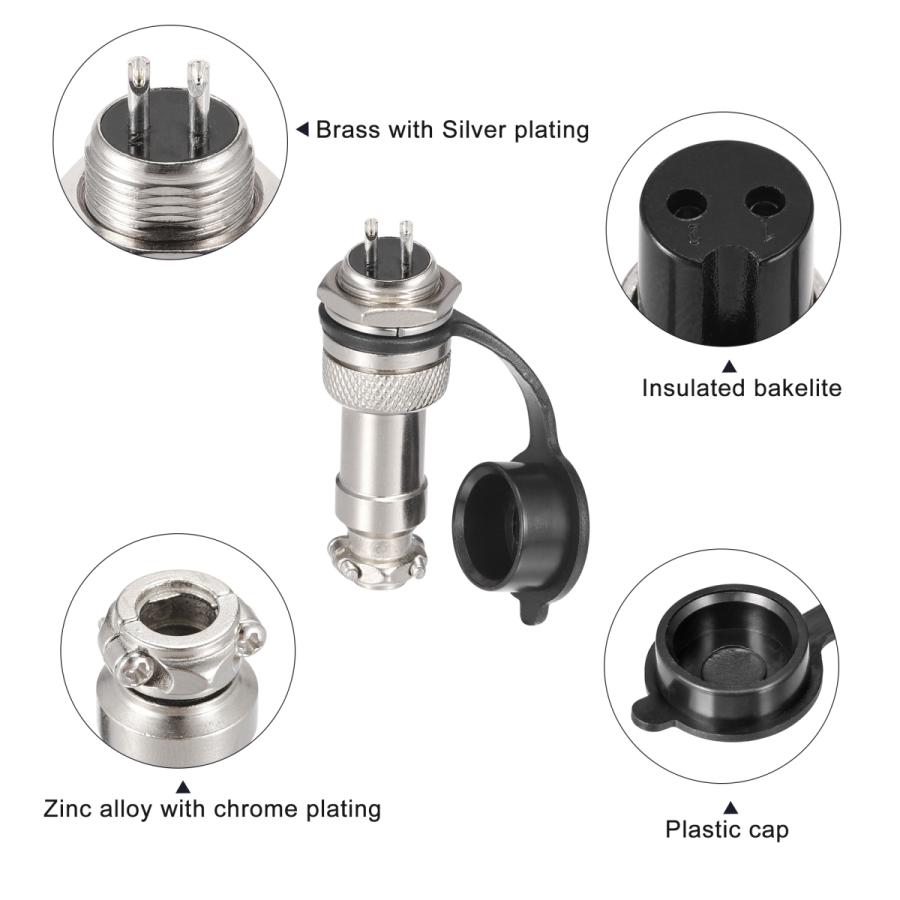 uxcell 航空コネクタセット 12mm 2 端子 5A 300V GX12 防水 オスメス