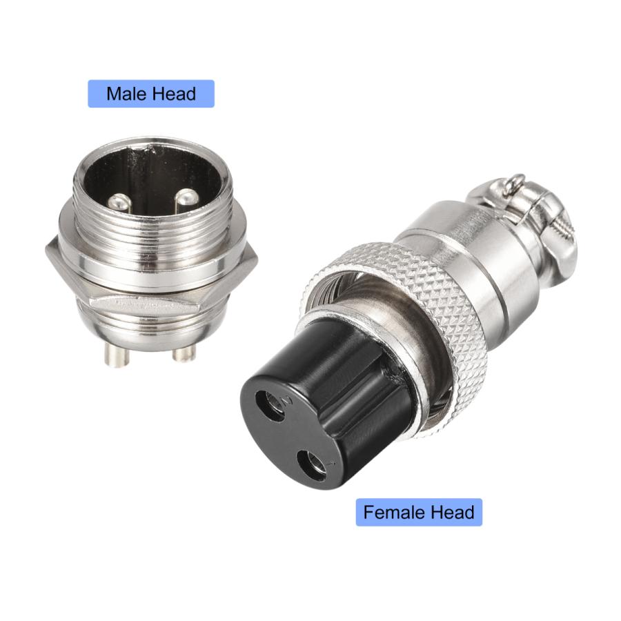 uxcell 航空コネクタセット 20mm 2 端子 10A 250V GX20 防水 オスメス