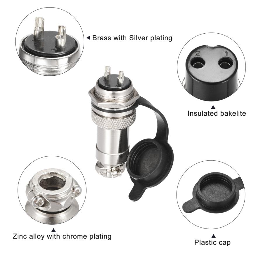 uxcell 航空コネクタセット 20mm 2 端子 10A 250V GX20 防水 オスメス