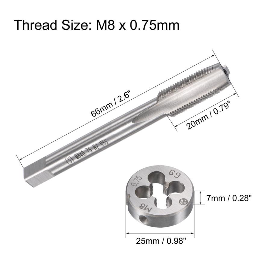 uxcell メトリックタップとダイセット HSS マシンねじタップ 合金工具