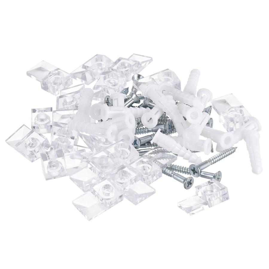 uxcell ガラスリテーナークリップキット キャビネットドアクリップ ミラーホルダー アンカーとネジ付き 13 mmx21mm 30個