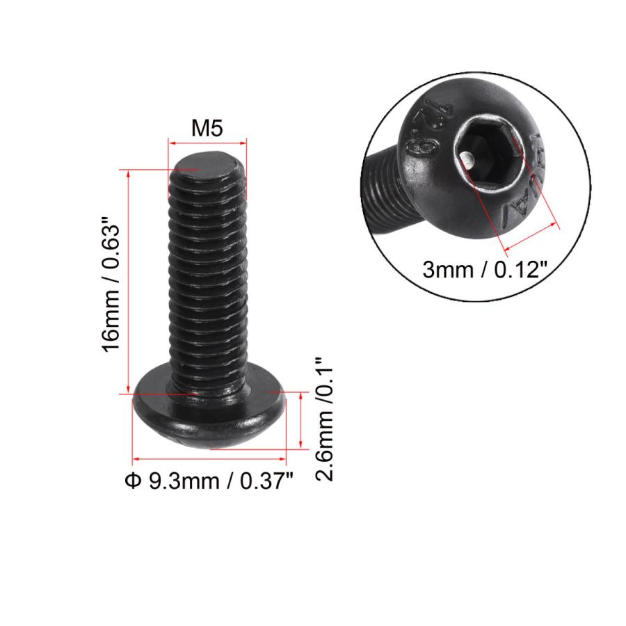 uxcell 六角穴付きボルト キャップボルト 六角ソケットボタンヘッド