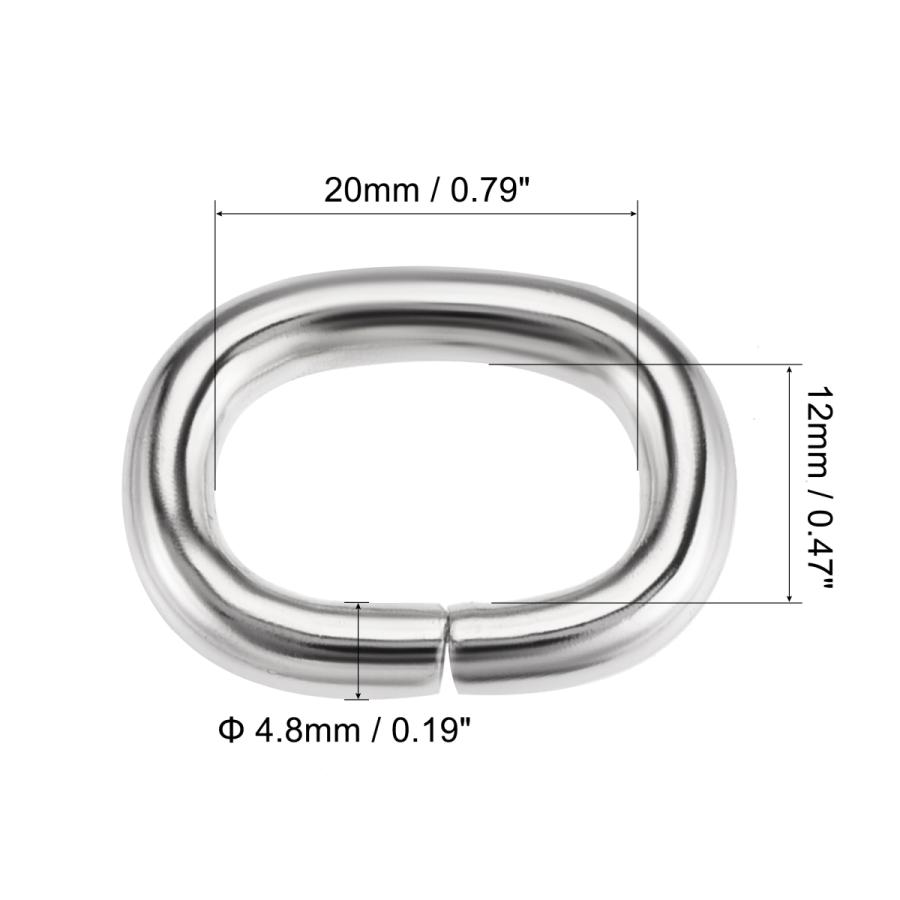 uxcell オーバルリングバックル 金属 バッグ ベルト DIY用 20x12 mm シルバートーン 20個｜soten｜03