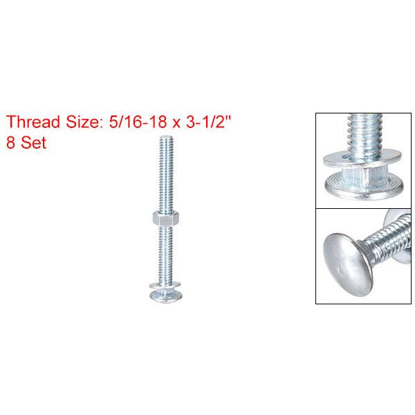 uxcell スクエアネックキャリッジボルト ナット＆ワッシャー付き 炭素鋼 コーチボルトネジ 5/16-18x89 mm 8セット｜soten｜02