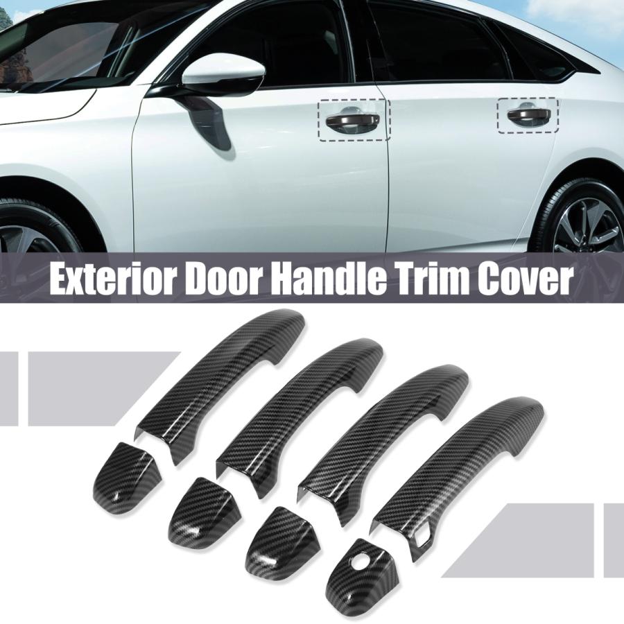 X AUTOHAUX エクステリアドアハンドルトリムカバー 炭素繊維パターン グロスブラック Hondaに対応 Accordに対応 8個