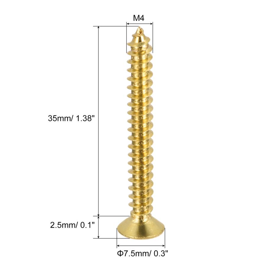 uxcell 真鍮木ネジ プラスフラットヘッド セルフタッピングコネクタ