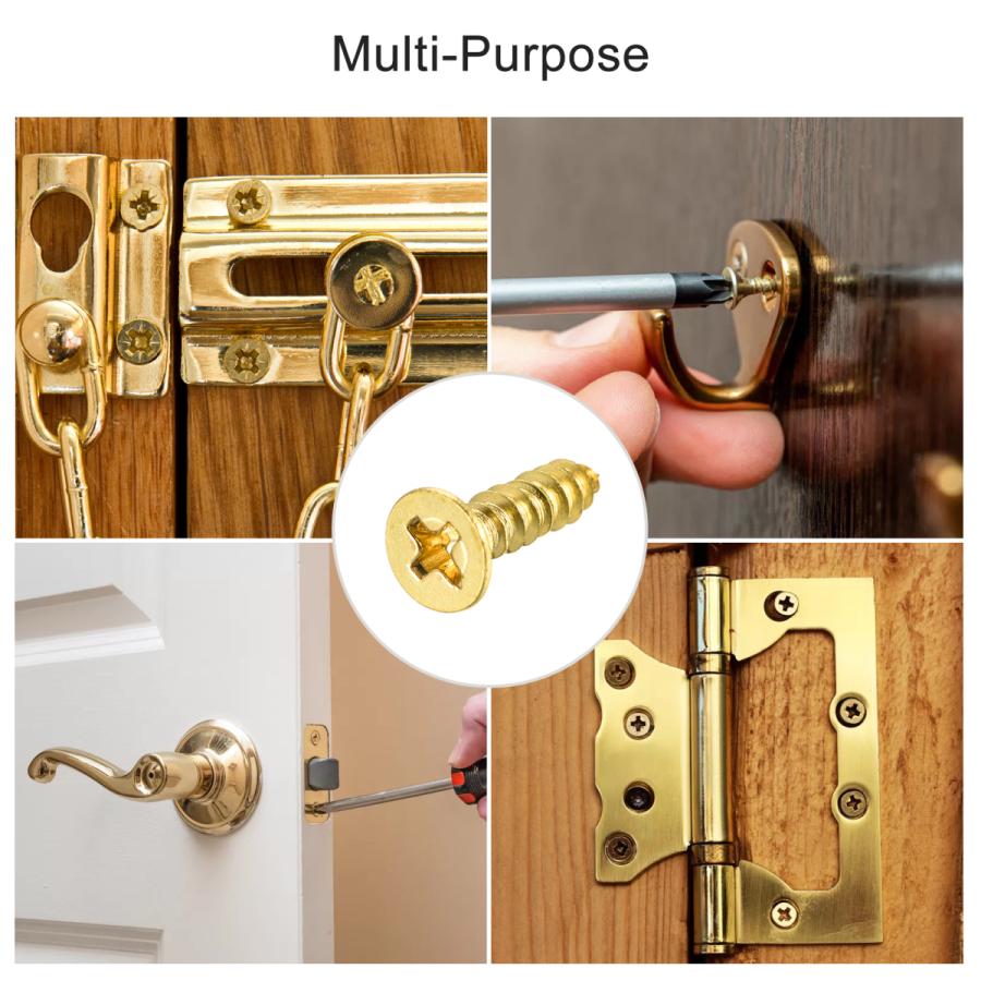 uxcell 真鍮木ネジ プラスフラットヘッド セルフタッピングコネクタ