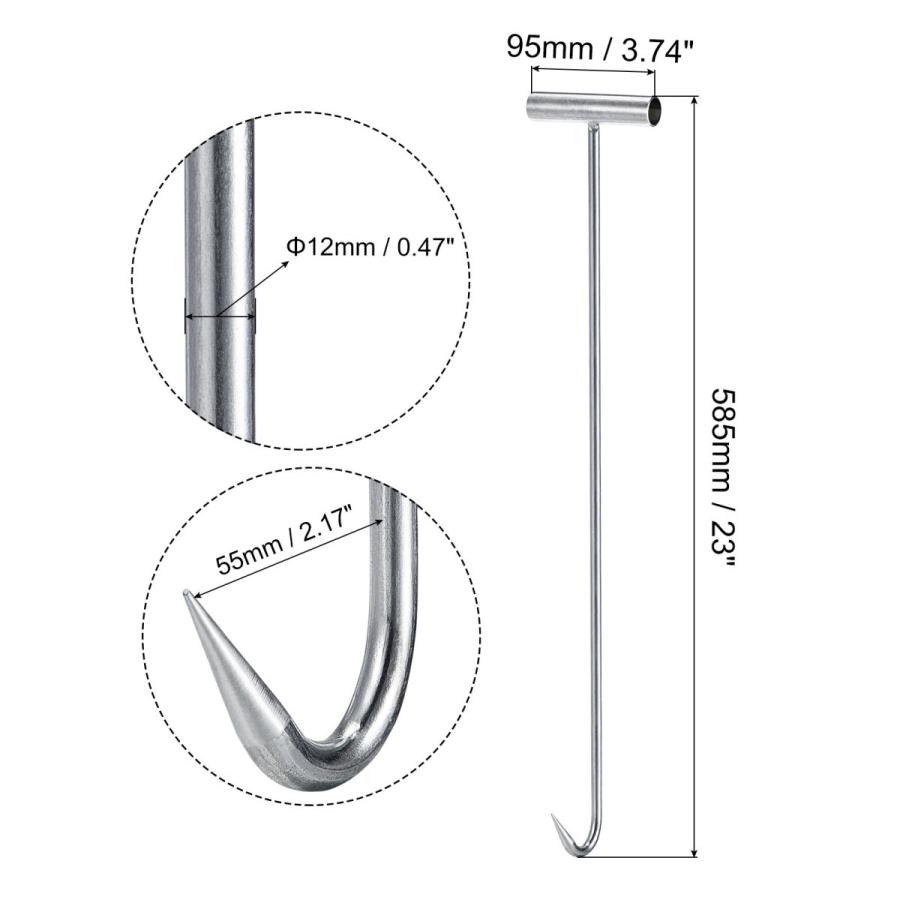 uxcell 585mmTハンドル肉骨抜きフック ステンレス鋼製 シルバートーン ピックリフティングフードプレップセットキッチン用品サービス 1個入り｜soten｜03