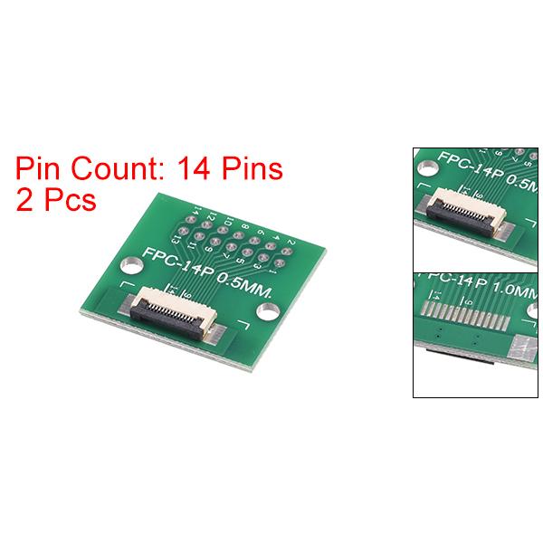 uxcell FFC FPC PCBコンバーターボード 14Pソケット 側0.5mm 背面1.0mm
