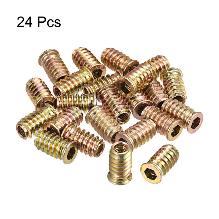 uxcell ねじ付きインサートナット 木材用 六角ソケットドライブ 家具ねじ込みナット M6x20 mm 24個|soten|04