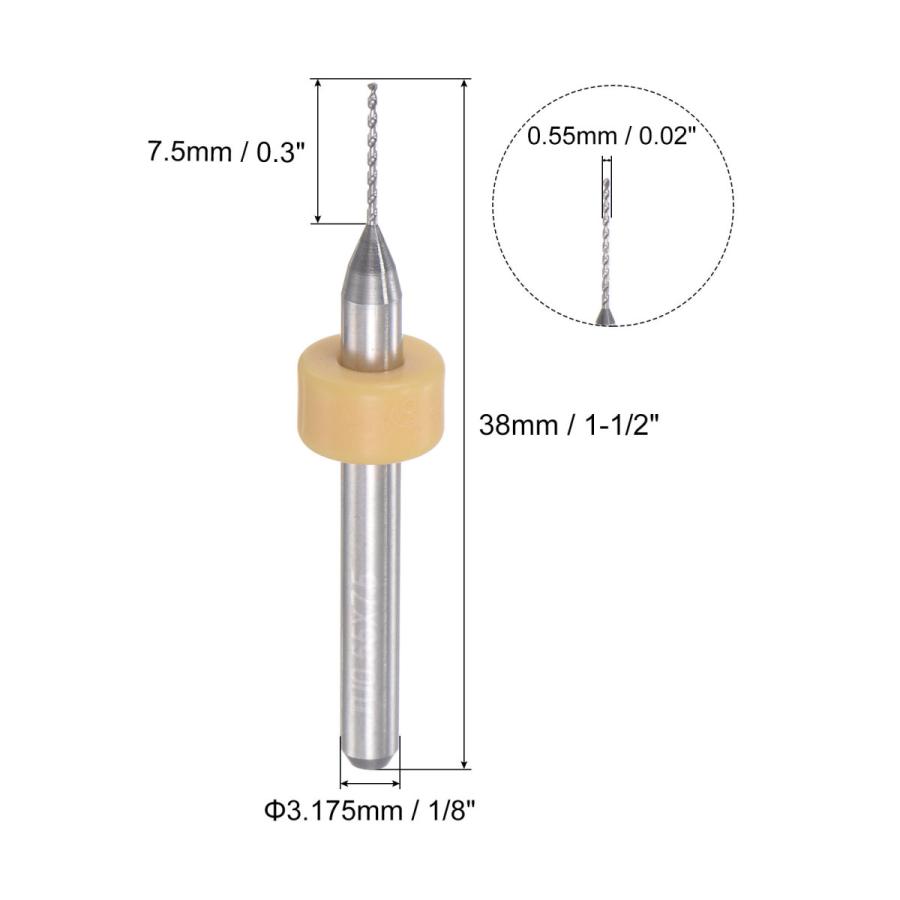 uxcell マイクロPCBドリルビットセット 3.175mmシャンク 0.55mm