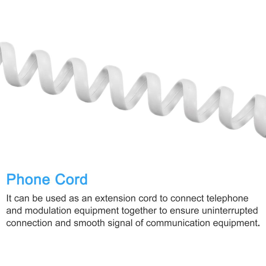 uxcell 電話受話器コード 4P4C コイル状固定電話 電話受話器ケーブル 自宅やオフィス用 ホワイト 長さ5 M｜soten｜05