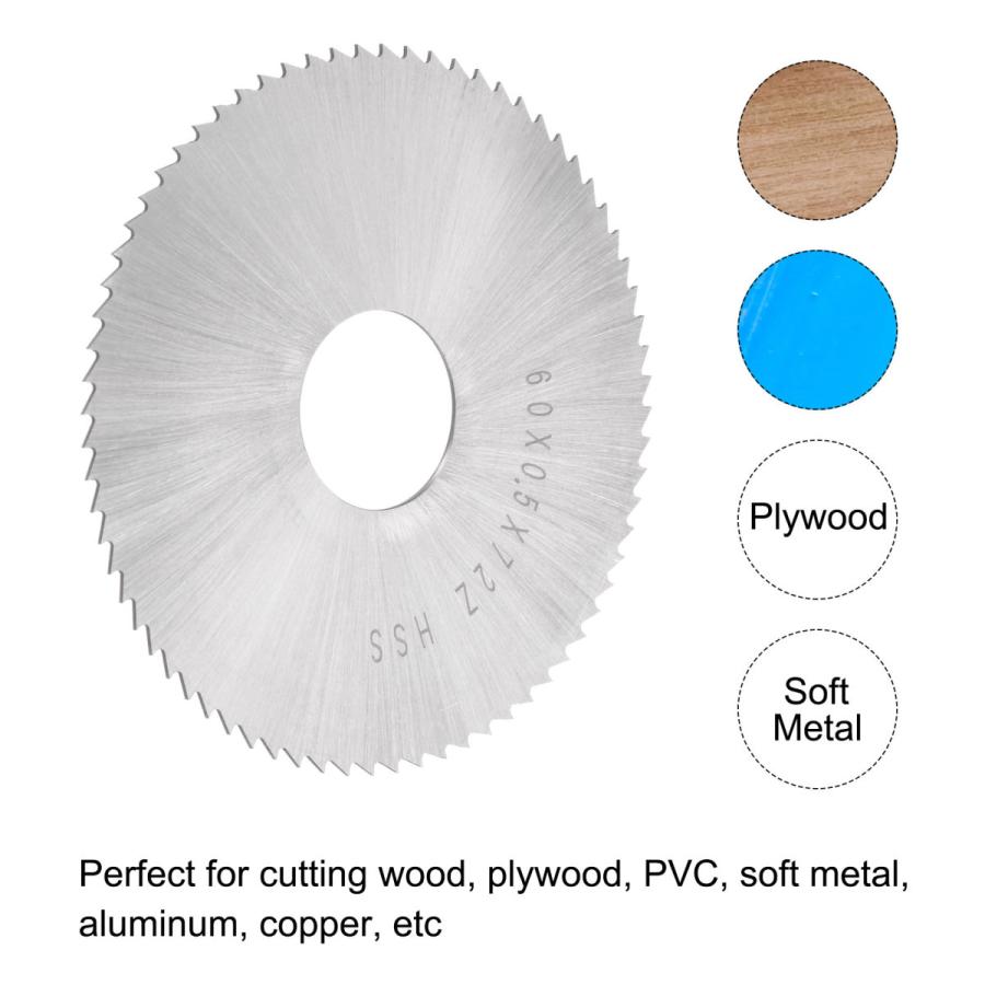 uxcell 丸鋸ブレード 直径60mm 厚さ0.5mm 72歯 6542高速度鋼（HSS）16mmアーバー付き 木製PVCアルミニウム切削用｜soten｜04