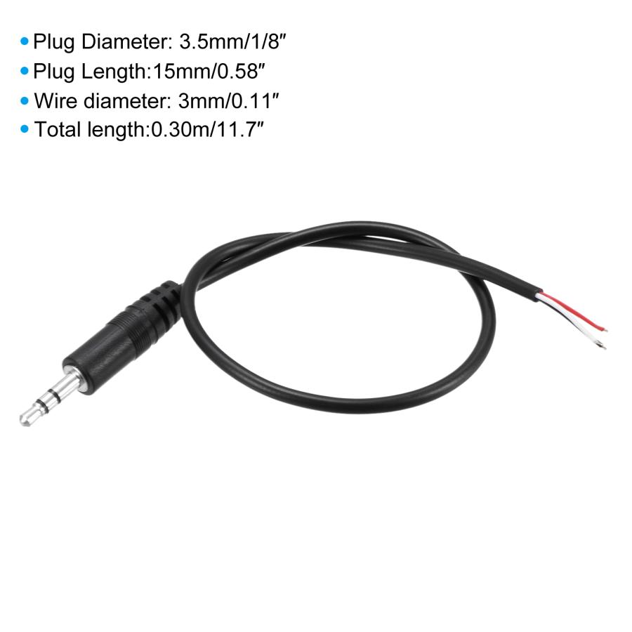 uxcell 3.5mmオスプラグから裸線オープンエンド TRS3極ステレオ 3.5mm