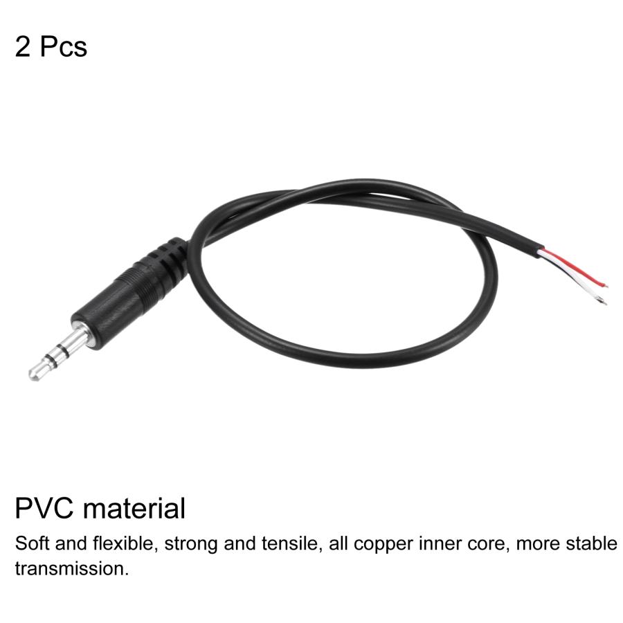 uxcell 3.5mmオスプラグから裸線オープンエンド TRS3極ステレオ 3.5mm