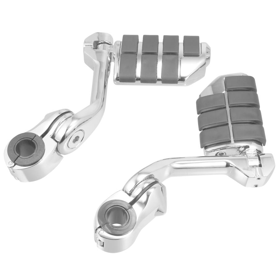 Motoforti オートバイのフットペグハイウェイエンジンガード ユニバーサル フットペグロングアングルマウントペダル 1ペア
