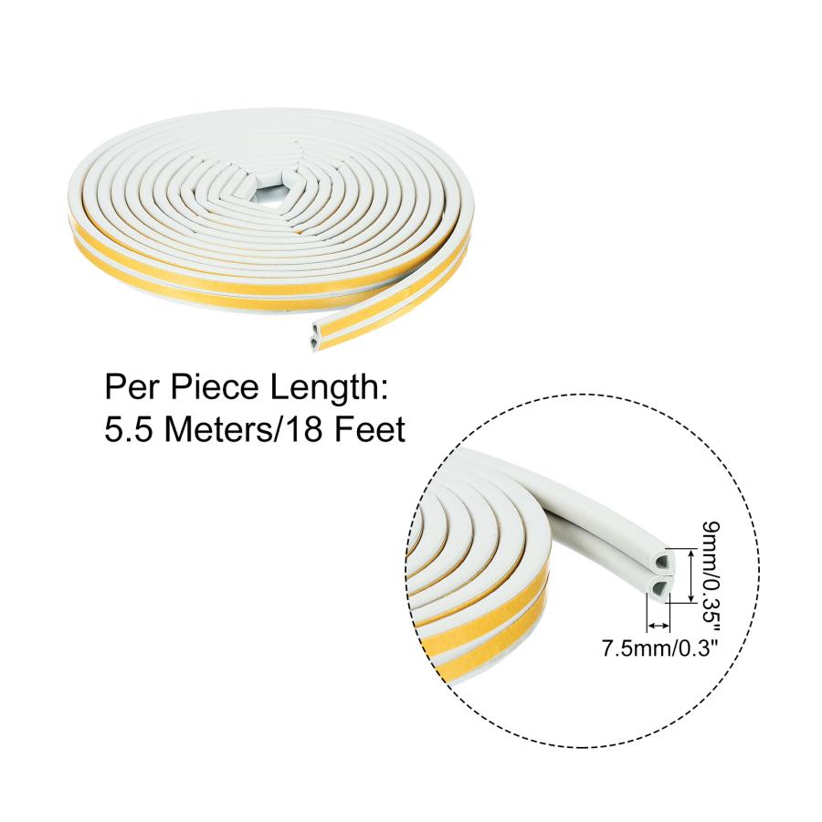 uxcell ウェザーストリッピング 自己接着 フォームシールストリップ D字型 絶縁テープグレー 5.5mx9mm幅x7.5mm厚さ 2個｜soten｜03