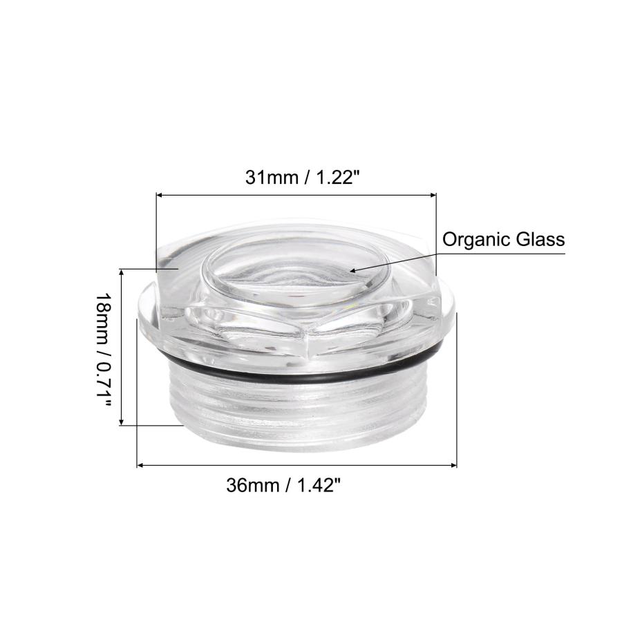 uxcell エアコンプレッサーオイルレベルゲージサイトグラス M30x1.5 mmオスねじ 有機ガラス液体インジケーターサイトウィンドウ｜soten｜03