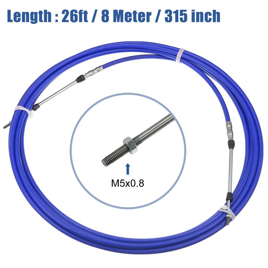 Motoforti マリンスロットルシフトリモコンボックスケーブル タイプ3300/33C Yam ahaに対応 船外機 ブルー 長さ8 M 2個｜soten｜04