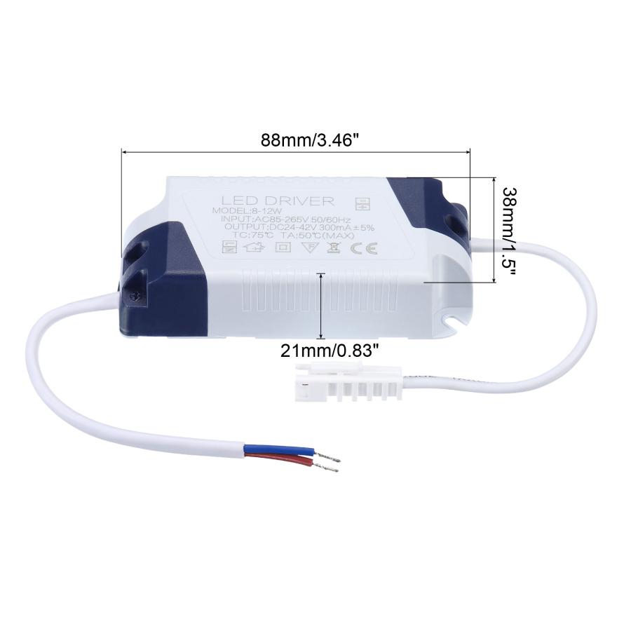 HWWGSH 8-12W 300mA LED Driver, AC 85-265V Output 27-42V DC Male - View #2