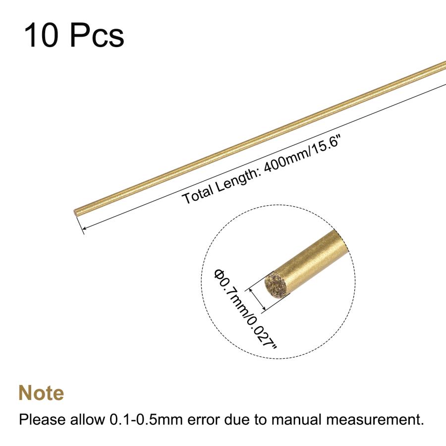 uxcell 真鍮棒 真鍮ソリッド丸棒 旋盤棒材 RCモデル用 DIYクラフト用 0.7mm直径 400mm長さ 10本｜soten｜03