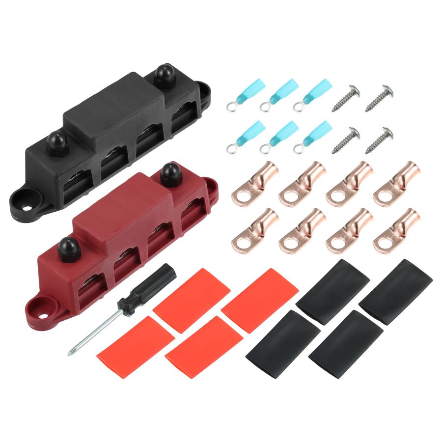 X AUTOHAUX 配電ブロック母線 48V 4ポスト電源端子台 M8スタッズ ボート カー マリン用バッテリージャンクションブロック 2