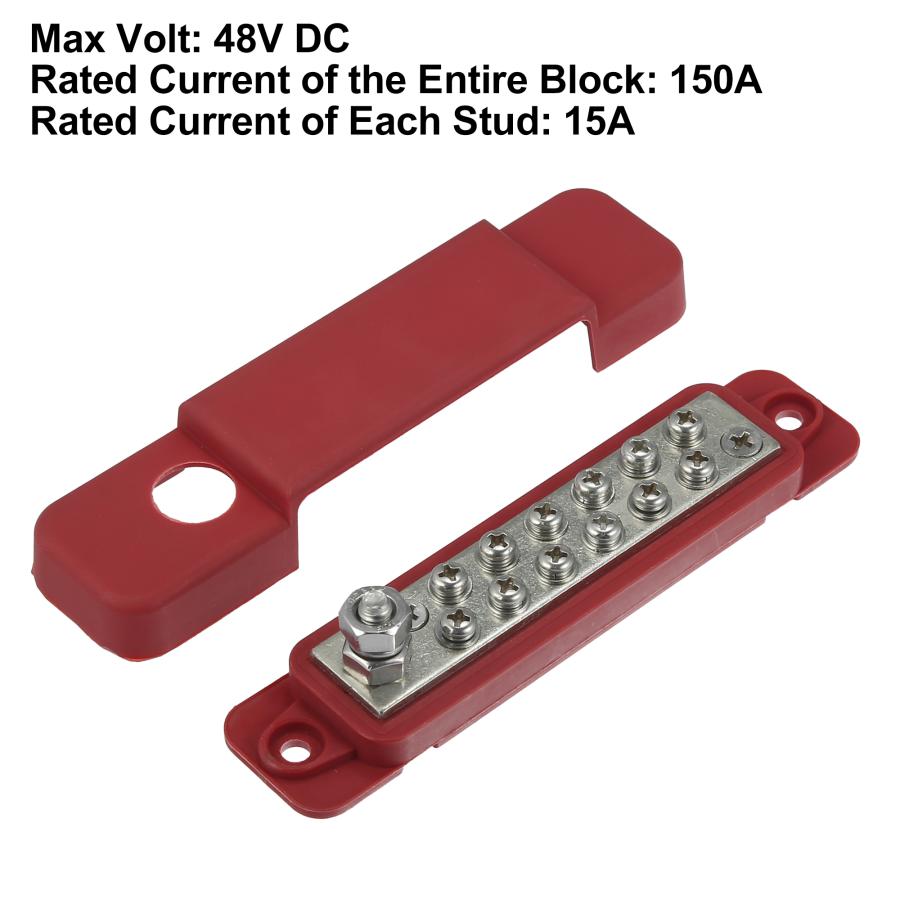 X AUTOHAUX 配電ブロック母線 48V DC 12ネジ端子台 リング端子付き ボート マリン用バッテリージャンクションブロック 1
