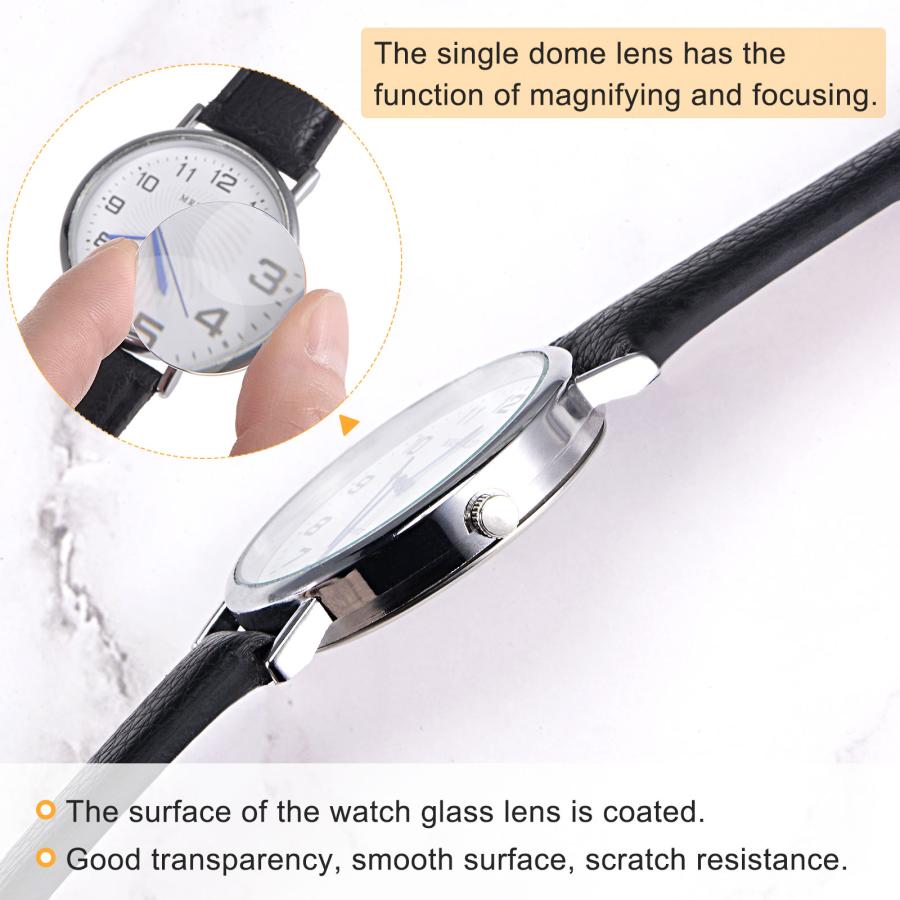 uxcell 時計ガラス クリスタルレンズ シングルドームラウンド 時計修理用 29.5mm直径 1.5mm刃厚 クリアー 8個｜soten｜06