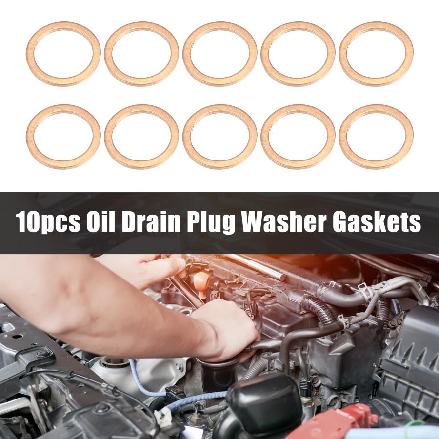 uxcell オイルドレンプラグワッシャーガスケット ユニバーサル エンジンオイルクラッシュワッシャー 20x26x1.5 mm 10個